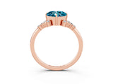 Rose gold Cushion Cut Blue Topaz Ring with Side Stones and Four-Prong Setting_39