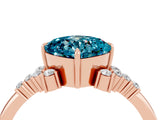 Rose gold Cushion Cut Blue Topaz Ring with Side Stones and Four-Prong Setting_40