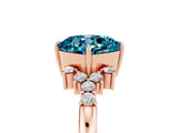 Rose gold Cushion Cut Blue Topaz Ring with Side Stones and Four-Prong Setting_41