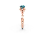 Rose gold Cushion Cut Blue Topaz Solitaire Celtic Knot Ring with Four-Prong Setting_14