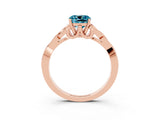 Rose gold Cushion Cut Blue Topaz Solitaire Celtic Knot Ring with Four-Prong Setting_15