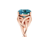 Rose gold Cushion Cut Blue Topaz Solitaire Celtic Knot Ring with Four-Prong Setting_17