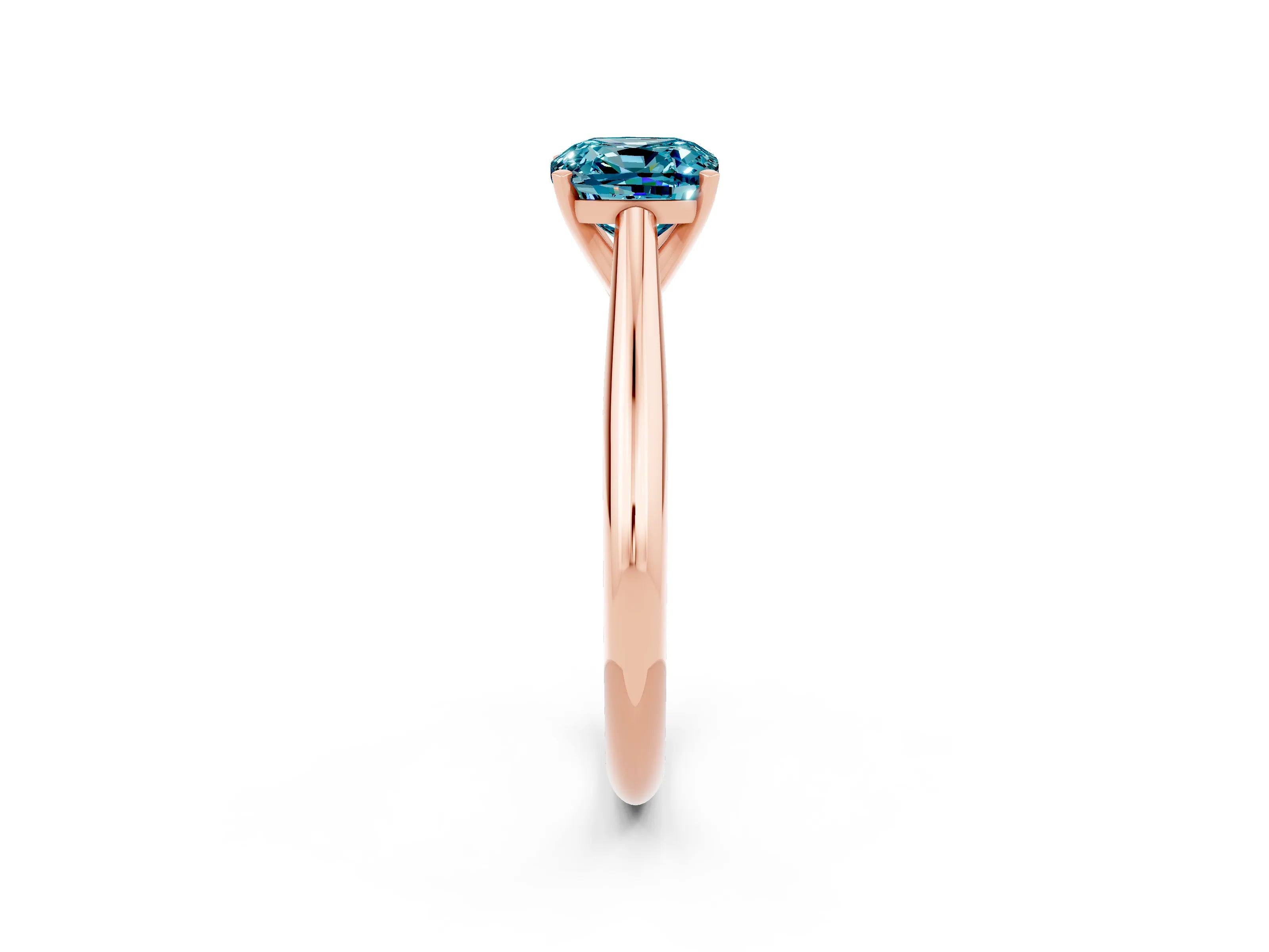 Rose gold Cushion Cut Blue Topaz Solitaire Engagement Ring with Cathedral Setting and Four-Prong Mount_14