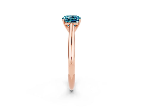 Rose gold Cushion Cut Blue Topaz Solitaire Engagement Ring with Cathedral Setting and Four-Prong Mount_14