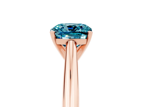 Rose gold Cushion Cut Blue Topaz Solitaire Engagement Ring with Cathedral Setting and Four-Prong Mount_17