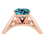 Rose gold Cushion Cut Blue Topaz Solitaire Engagement Ring with Cathedral Setting and Four-Prong Mount_28