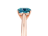 Rose gold Cushion Cut Blue Topaz Solitaire Engagement Ring with Cathedral Setting and Four-Prong Mount_29