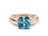 Rose gold Cushion Cut Blue Topaz Solitaire Engagement Ring with Cathedral Setting and Four-Prong Mount_30