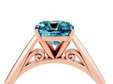 Rose gold Cushion Cut Blue Topaz Solitaire Engagement Ring with Cathedral Setting and Four-Prong Mount_34