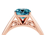 Rose gold Cushion Cut Blue Topaz Solitaire Engagement Ring with Cathedral Setting and Four-Prong Mount_82
