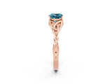 Rose gold Cushion Cut Blue Topaz Solitaire Engagement Ring with Celtic Knot Band and Four-Prong Setting_2