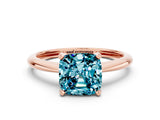 Rose gold Cushion Cut Blue Topaz Solitaire Engagement Ring with Classic Band and Four-Prong Setting_24