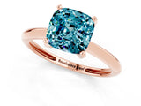 Rose gold Cushion Cut Blue Topaz Solitaire Engagement Ring with Classic Band and Four-Prong Setting_25