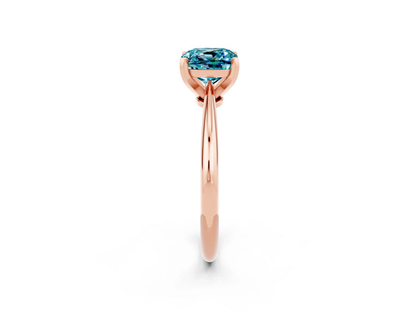Rose gold Cushion Cut Blue Topaz Solitaire Engagement Ring with Classic Band and Four-Prong Setting