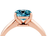 Rose gold Cushion Cut Blue Topaz Solitaire Engagement Ring with Classic Band and Four-Prong Setting_28