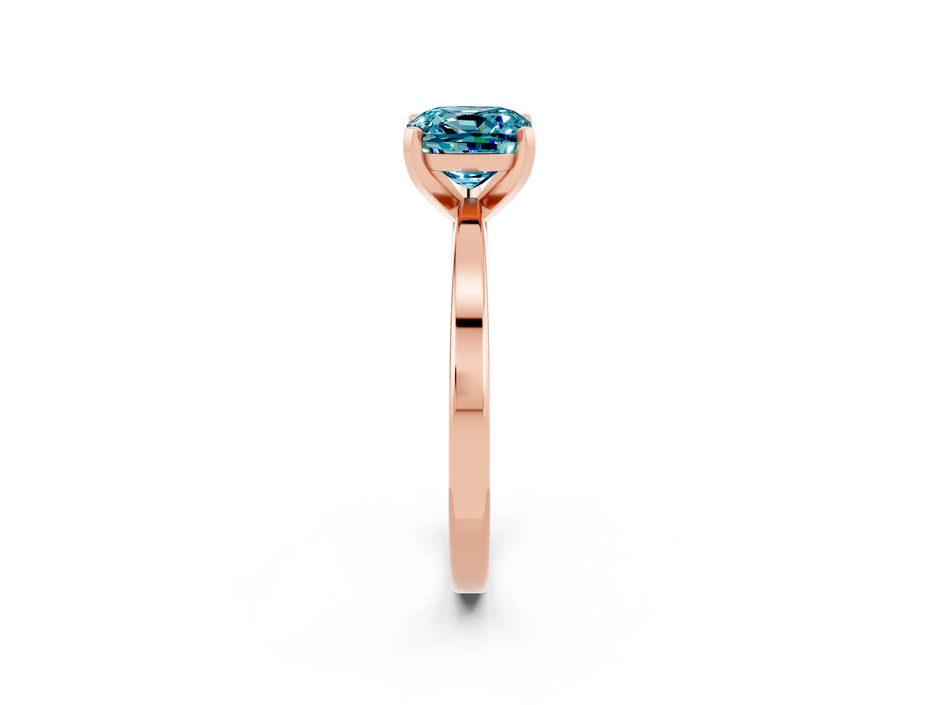 Rose gold Cushion Cut Blue Topaz Solitaire Engagement Ring with Classic Band and Four-Prong Setting_38