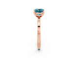 Rose gold Cushion Cut Blue Topaz Solitaire Engagement Ring with Classic Band and Four-Prong Setting_38