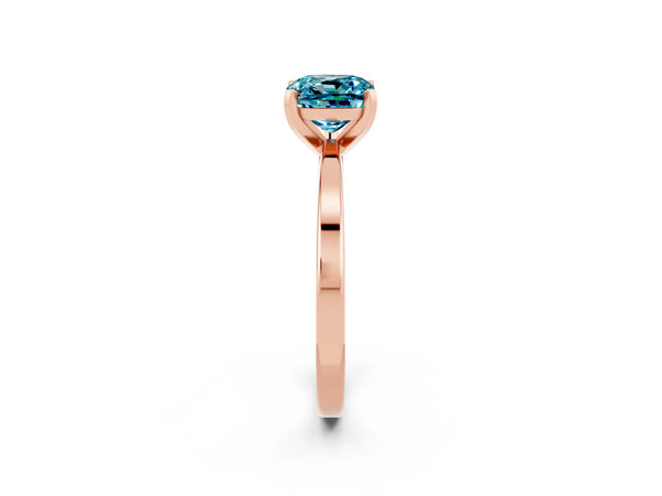 Rose gold Cushion Cut Blue Topaz Solitaire Engagement Ring with Classic Band and Four-Prong Setting