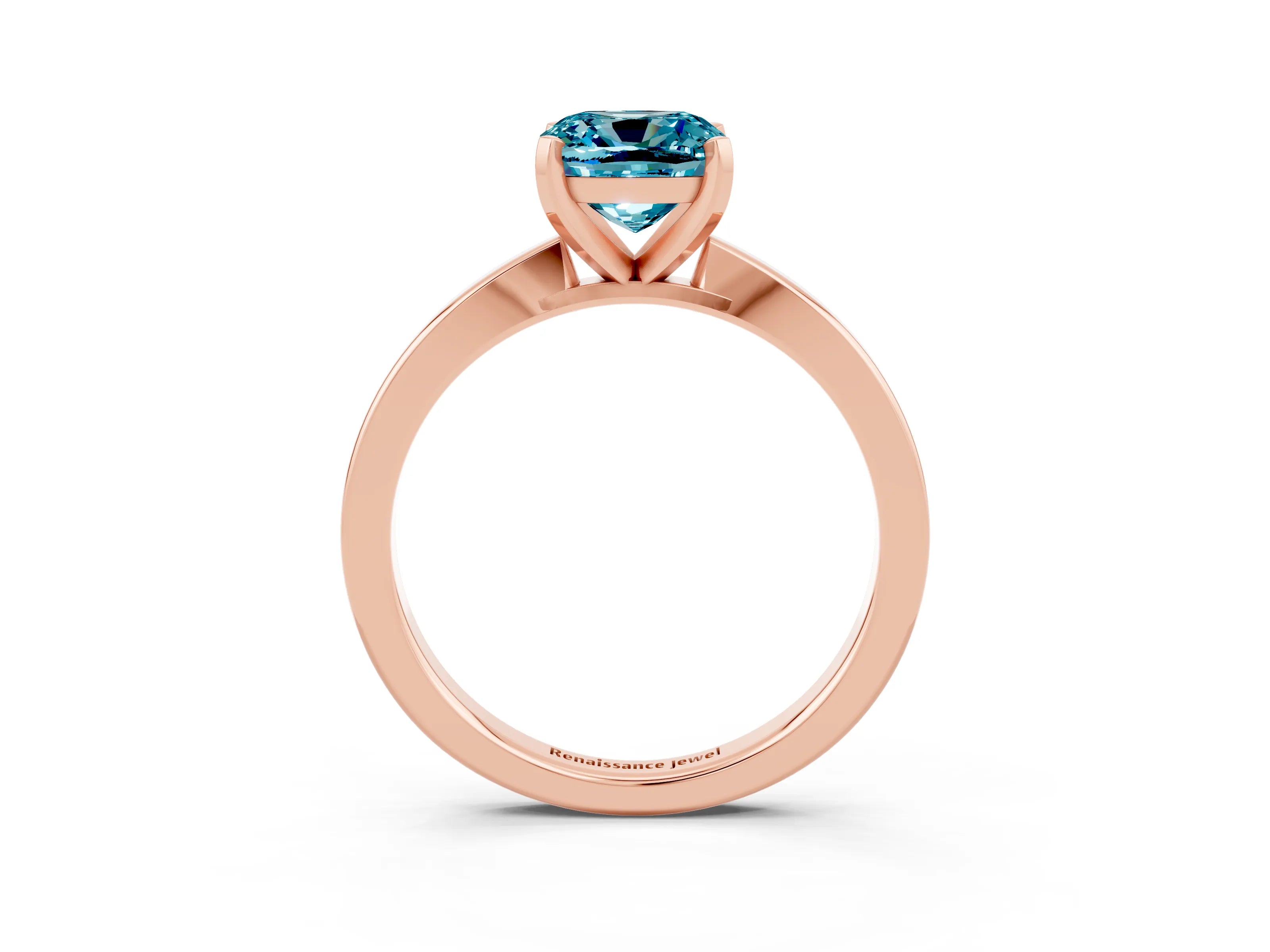 Rose gold Cushion Cut Blue Topaz Solitaire Engagement Ring with Classic Band and Four-Prong Setting_39