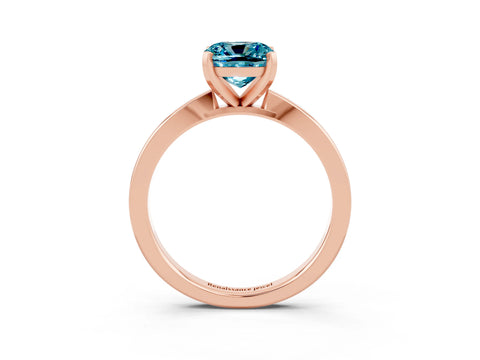 Rose gold Cushion Cut Blue Topaz Solitaire Engagement Ring with Classic Band and Four-Prong Setting_39