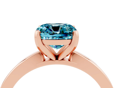 Rose gold Cushion Cut Blue Topaz Solitaire Engagement Ring with Classic Band and Four-Prong Setting_40