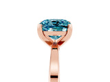 Rose gold Cushion Cut Blue Topaz Solitaire Engagement Ring with Classic Band and Four-Prong Setting_41