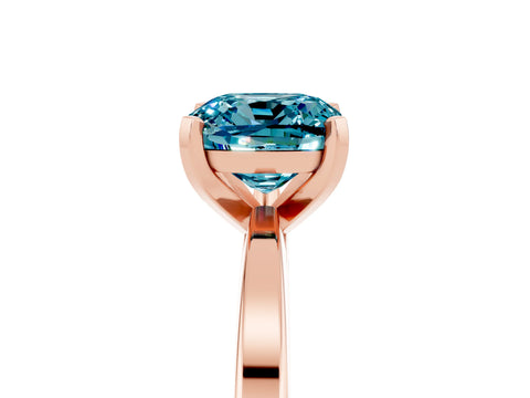 Rose gold Cushion Cut Blue Topaz Solitaire Engagement Ring with Classic Band and Four-Prong Setting_41