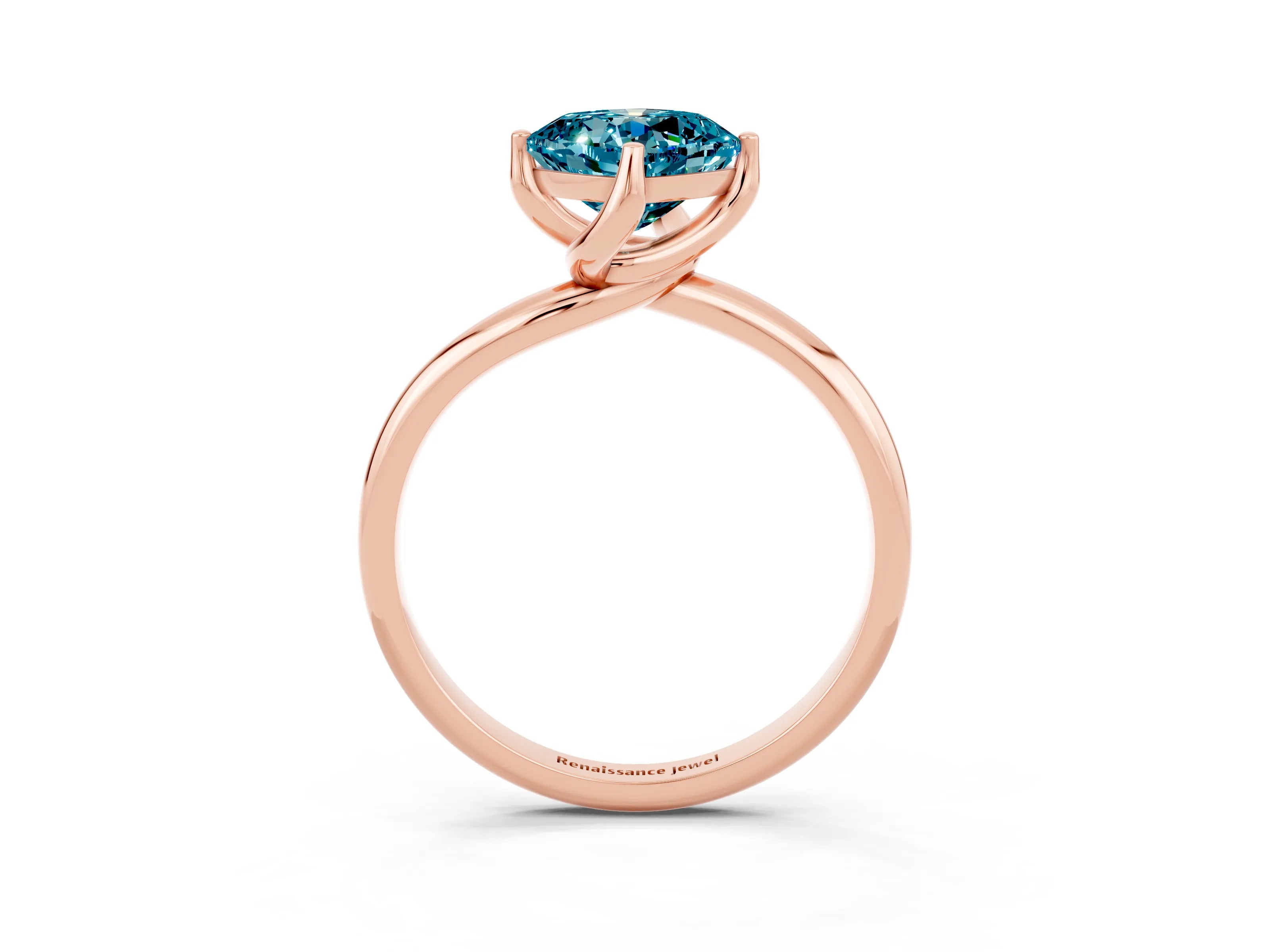 Rose gold Cushion Cut Blue Topaz Solitaire Engagement Ring with Four-Prong Setting and Classic Band_15