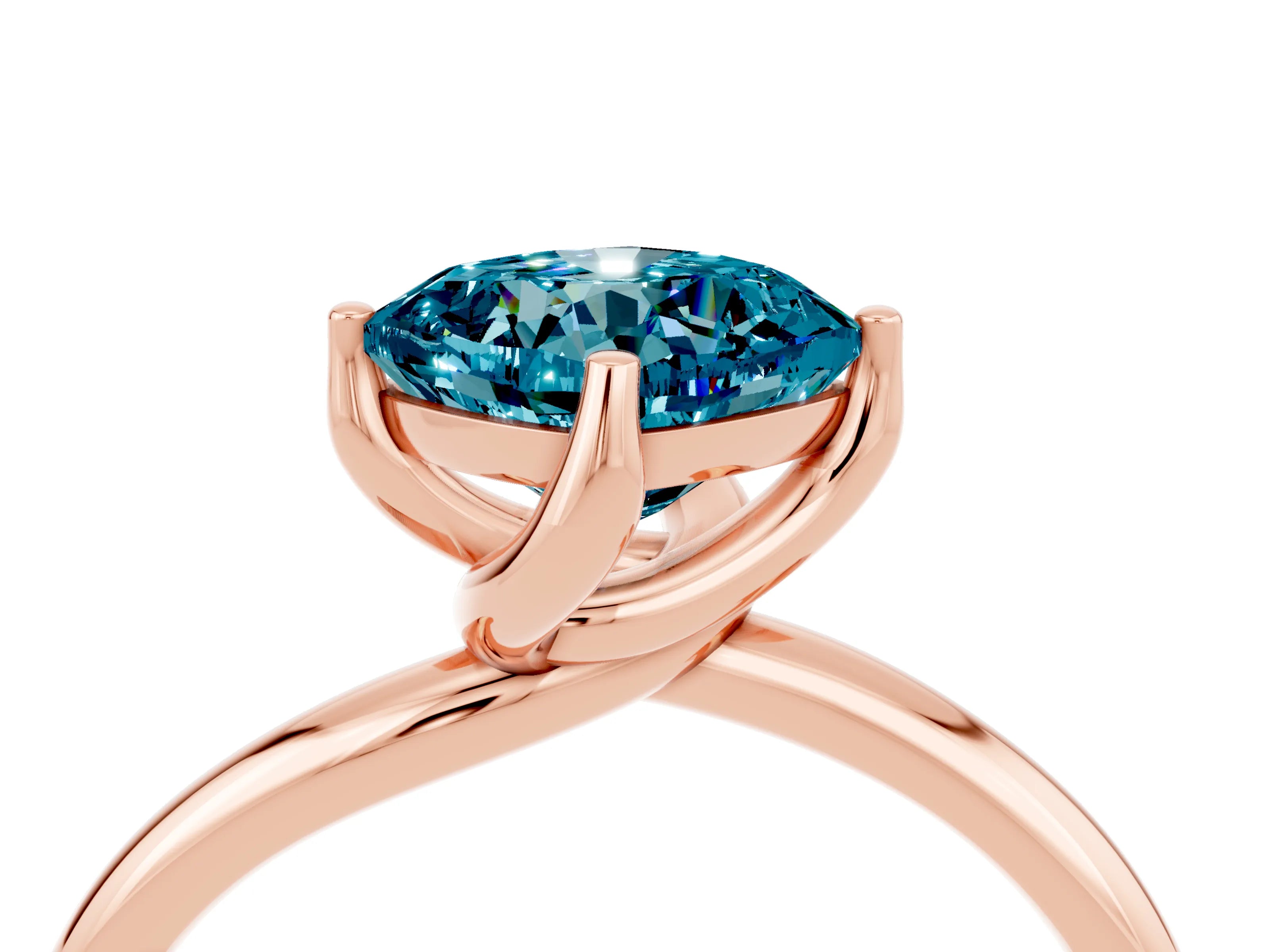 Rose gold Cushion Cut Blue Topaz Solitaire Engagement Ring with Four-Prong Setting and Classic Band_16