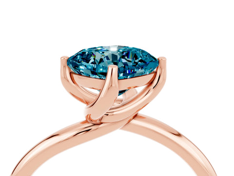 Rose gold Cushion Cut Blue Topaz Solitaire Engagement Ring with Four-Prong Setting and Classic Band_16