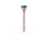 Rose gold Cushion Cut Blue Topaz Solitaire Engagement Ring with Pavé Band and Four-Prong Setting_2