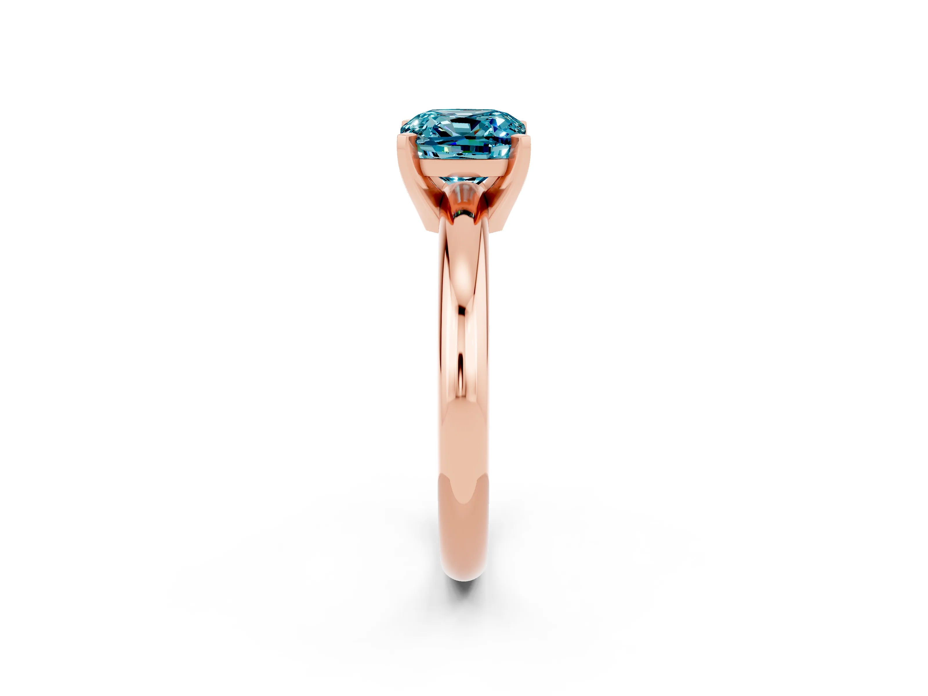 Rose gold Cushion Cut Blue Topaz Solitaire Engagement Ring with Round Band and Four-Prong Setting_2