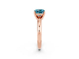 Rose gold Cushion Cut Blue Topaz Solitaire Engagement Ring with Round Band and Four-Prong Setting_2