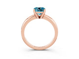 Rose gold Cushion Cut Blue Topaz Solitaire Engagement Ring with Round Band and Four-Prong Setting_3