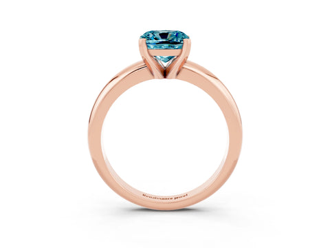 Rose gold Cushion Cut Blue Topaz Solitaire Engagement Ring with Round Band and Four-Prong Setting_3