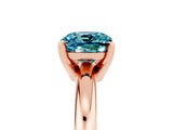 Rose gold Cushion Cut Blue Topaz Solitaire Engagement Ring with Round Band and Four-Prong Setting_5