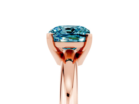 Rose gold Cushion Cut Blue Topaz Solitaire Engagement Ring with Round Band and Four-Prong Setting_5