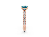 Rose gold Cushion Cut Blue Topaz Solitaire Pavé Band with Four-Prong Setting_2