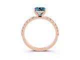 Rose gold Cushion Cut Blue Topaz Solitaire Pavé Band with Four-Prong Setting_3