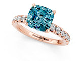 Rose gold Cushion Cut Blue Topaz Solitaire Pavé Engagement Ring with Round Band and Prong Setting_79