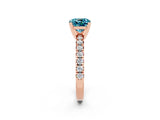 Rose gold Cushion Cut Blue Topaz Solitaire Pavé Engagement Ring with Round Band and Prong Setting_80