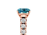 Rose gold Cushion Cut Blue Topaz Solitaire Ring with Cathedral Setting and Pavé Band_5
