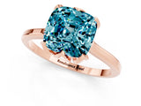 Rose gold Cushion Cut Blue Topaz Solitaire Ring with Flower Prong Setting and Classic Band_13