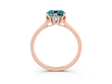 Rose gold Cushion Cut Blue Topaz Solitaire Ring with Flower Prong Setting and Classic Band_15