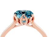 Rose gold Cushion Cut Blue Topaz Solitaire Ring with Flower Prong Setting and Classic Band_16