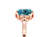 Rose gold Cushion Cut Blue Topaz Solitaire Ring with Flower Prong Setting and Classic Band_17