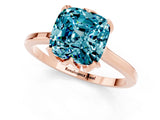 Rose gold Cushion Cut Blue Topaz Solitaire Ring with Flower Prong Setting and Classic Band_37