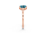 Rose gold Cushion Cut Blue Topaz Solitaire Ring with Flower Prong Setting and Classic Band_38