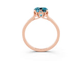 Rose gold Cushion Cut Blue Topaz Solitaire Ring with Flower Prong Setting and Classic Band_39