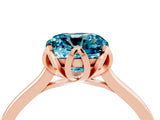 Rose gold Cushion Cut Blue Topaz Solitaire Ring with Flower Prong Setting and Classic Band_40